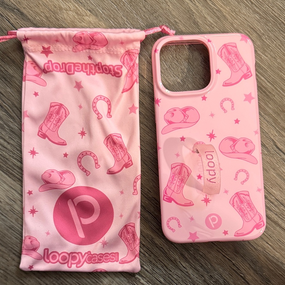 Loopy Case Pink Cowboy boot print iPhone 15 pro max